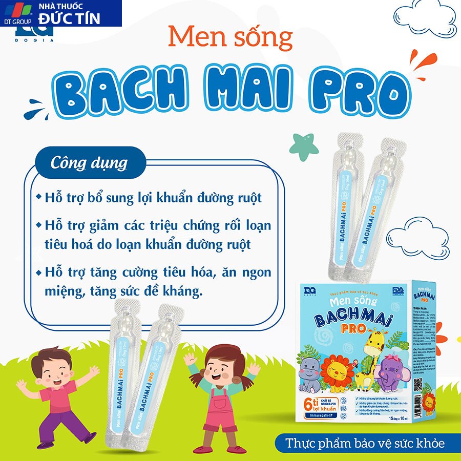 Men sống bạch mai Pro Men vi sinh cho bé tiêu chảy,Táo bón,Rối loạn tiêu hóa với 6 tỷ lợi khuẩn, Chính hãng Đỗ Gia 23 dogia6