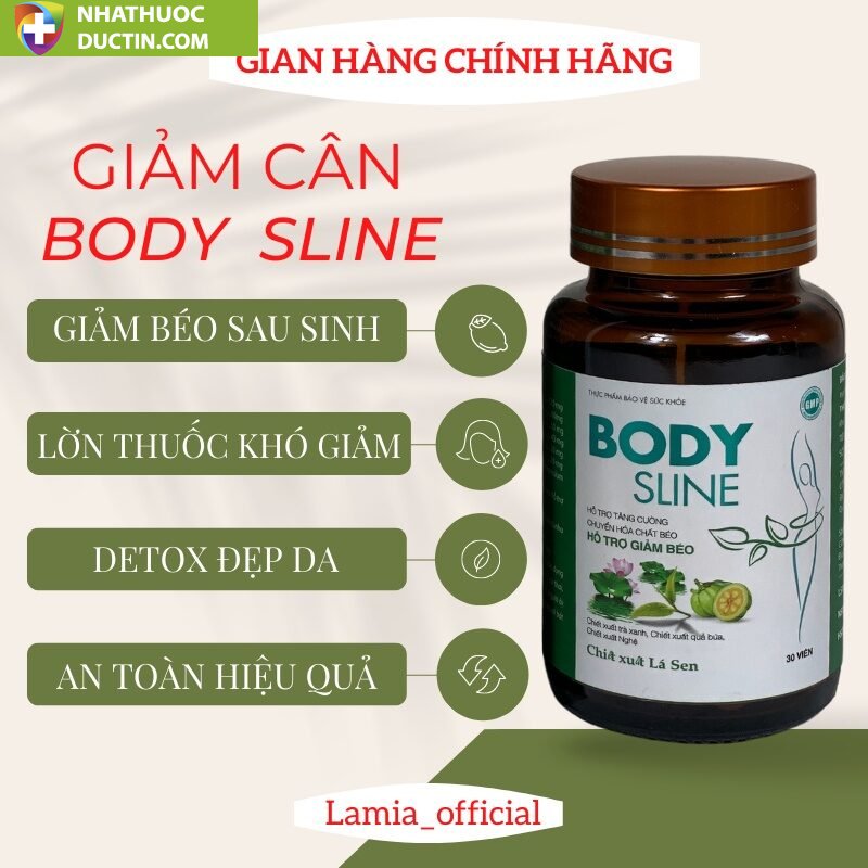 Giảm cân cấp tốc BODY SLINE viên uống đốt mỡ nhanh an toàn hiệu quả chính hãng detox đẹp da hộp 30 viên 25 giamcanbody1