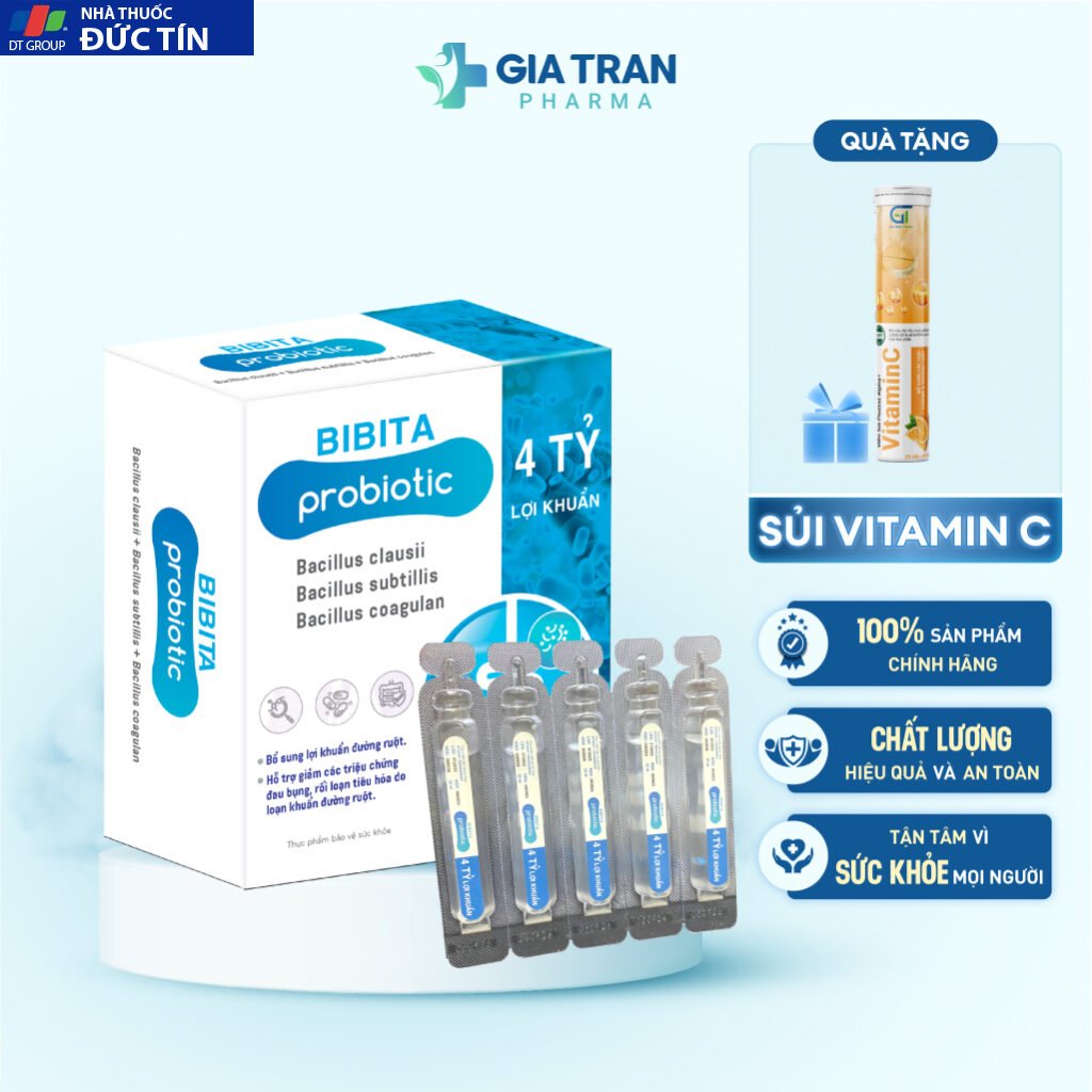 Men vi sinh Bibita Probiotic,Men vi sinh 4 tỷ lợi khuẩn hỗ trợ giảm đau bụng,rối loạn tiêu hoá do loạn khuẩn ruột 15 loikhuna1