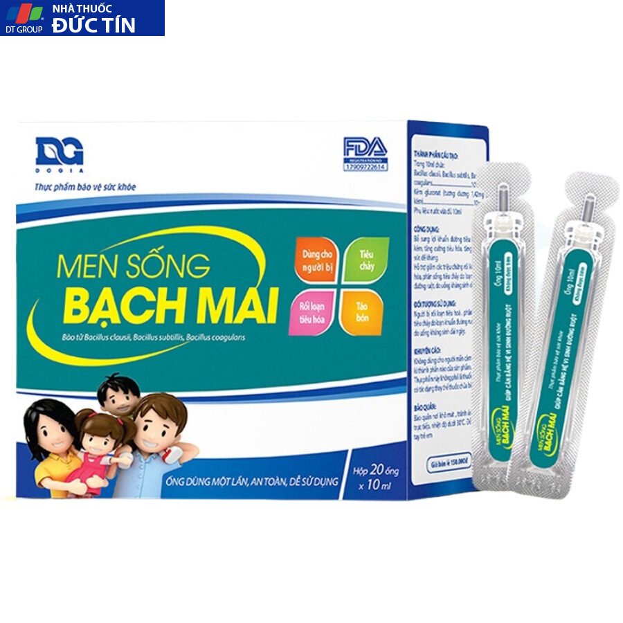 Men sống Bạch Mai, Bổ sung lợi khuẩn, Tiêu hóa khỏe, Dùng cho Táo bón và Tiêu chảy - 20 ống - Baby Mom Health 16 menbachai1