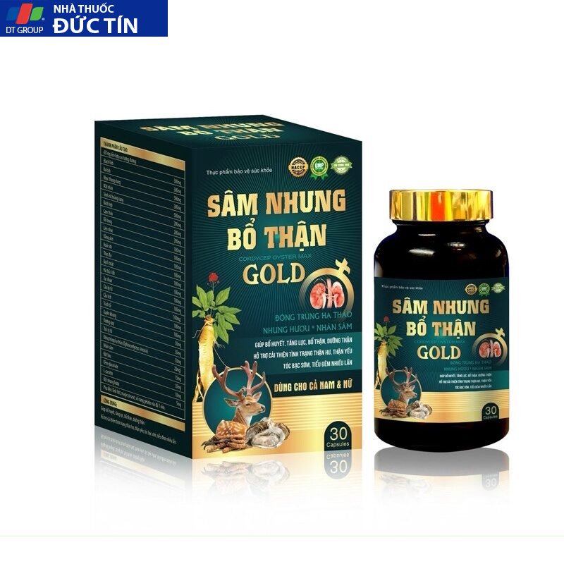 Viên uống SÂM NHUNG BỔ THẬN GOLD,Sâm nhung bổ thận Cordycep Oyster Max Gold 30 viên giúp bổ thận nam nữ 20 samnhung1 3