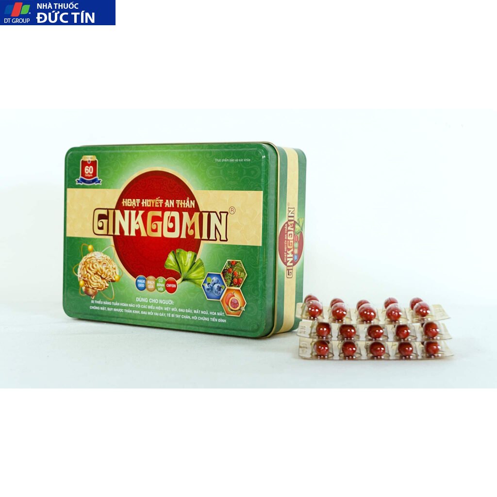 Viên uống Hoạt Huyết Ginkgomin ngủ ngon an thần hộp sắt 60 viên 6 thuoc3653