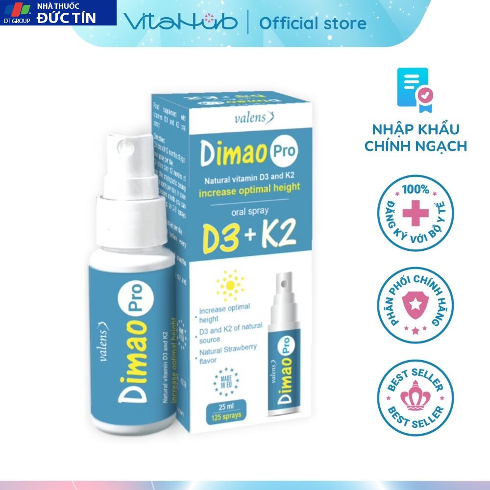 D3 K2 dạng xịt hỗ trợ tăng chiều cao Valens Dimao Pro Spray D3K2 25ml 18 d32xit 1