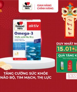 Viên uống tăng cường thị lực, tim mạch và não bộ Doppelherz Omega 3 + Folic acid + B6 + B12 (Hộp 30v)
