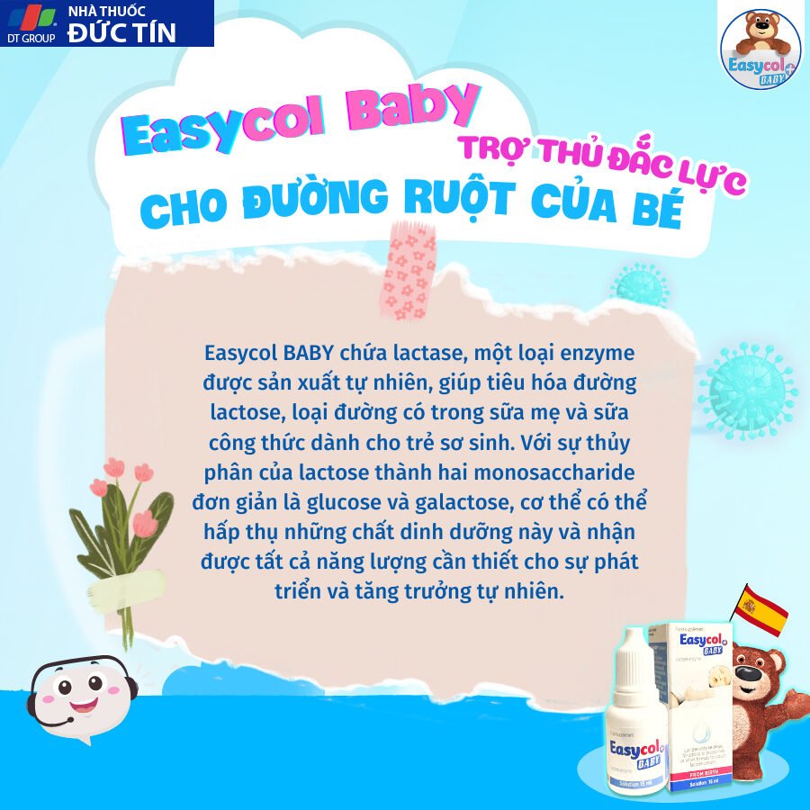 Enzyme Lactase Easycol Baby ngăn ngừa tiêu chảy, nôn trớ, hấp thu kém cho trẻ bị bất dung nạp lactose từ 0 tháng tuổi 26