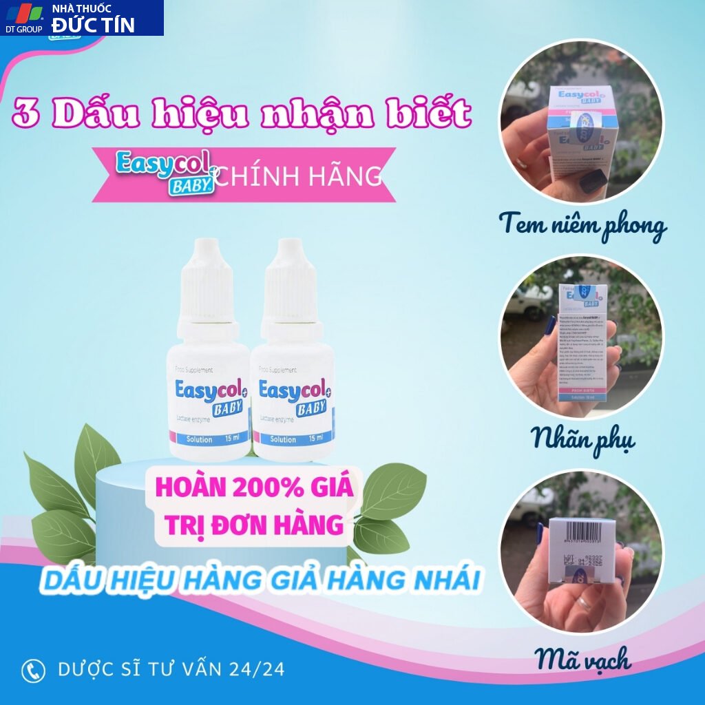 Enzyme Lactase Easycol Baby ngăn ngừa tiêu chảy, nôn trớ, hấp thu kém cho trẻ bị bất dung nạp lactose từ 0 tháng tuổi 24
