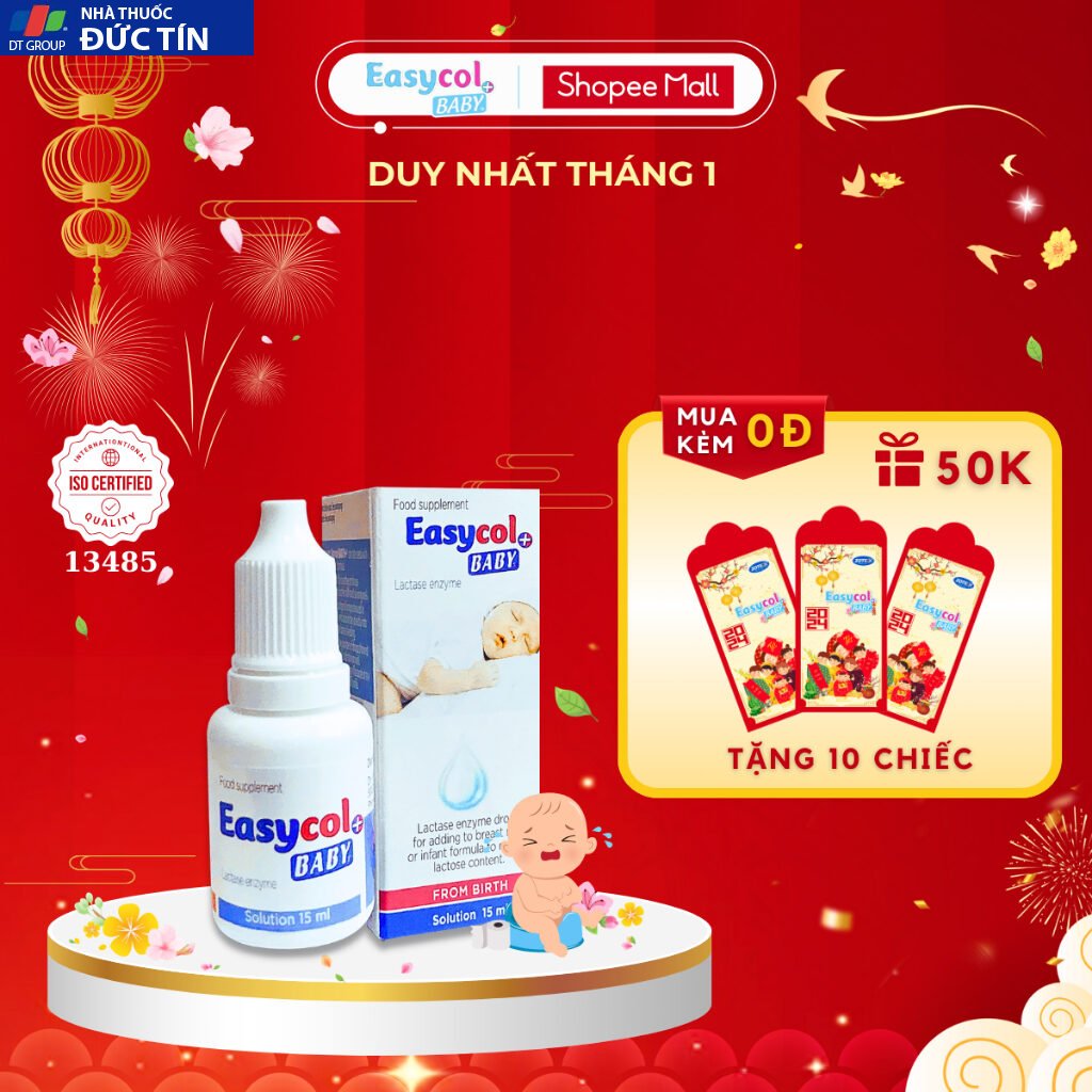 Enzyme Lactase Easycol Baby ngăn ngừa tiêu chảy, nôn trớ, hấp thu kém cho trẻ bị bất dung nạp lactose từ 0 tháng tuổi 20 enzzin1 1