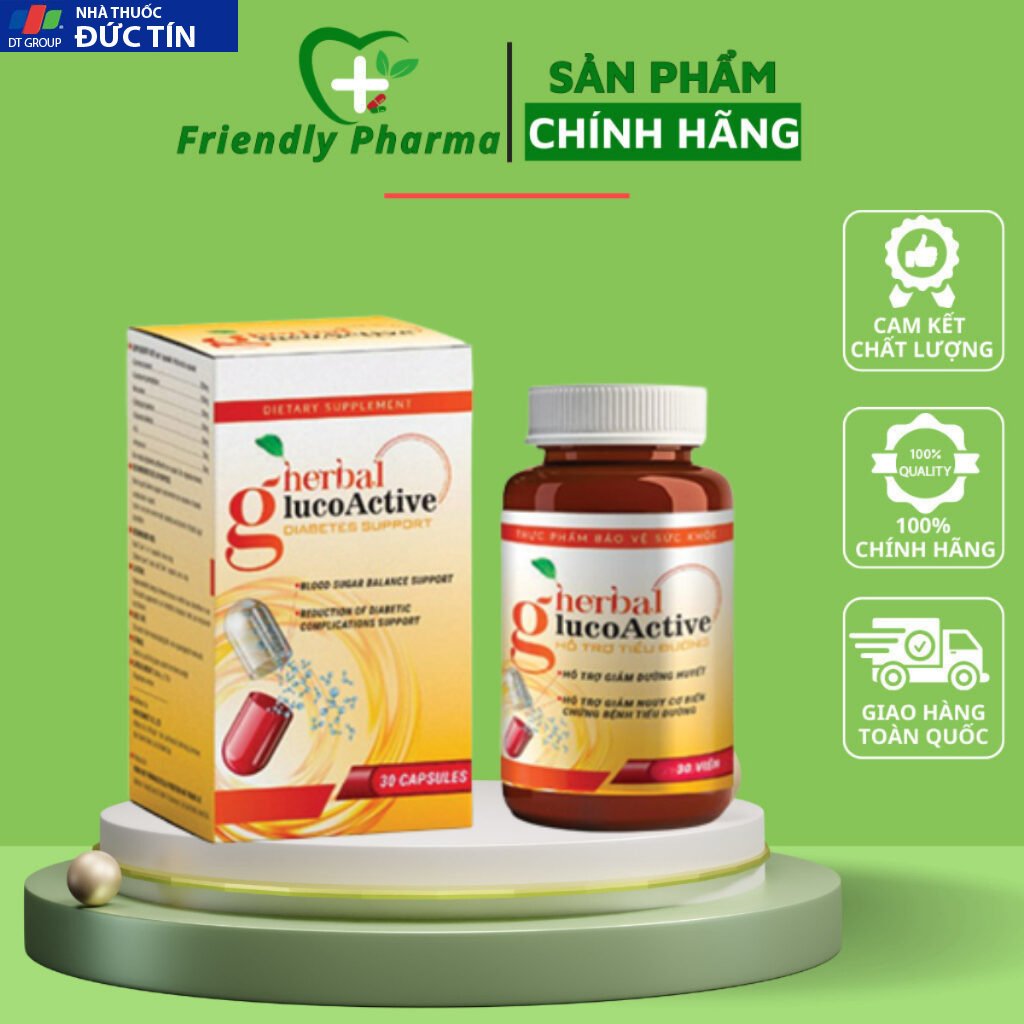 Viên Uống Herbal Glucoactive Hỗ Trợ Ổn Định Đường Huyết Giảm Tiểu Đường Phòng Ngừa Đột Quỵ Hiệu Quả 20 gluco1