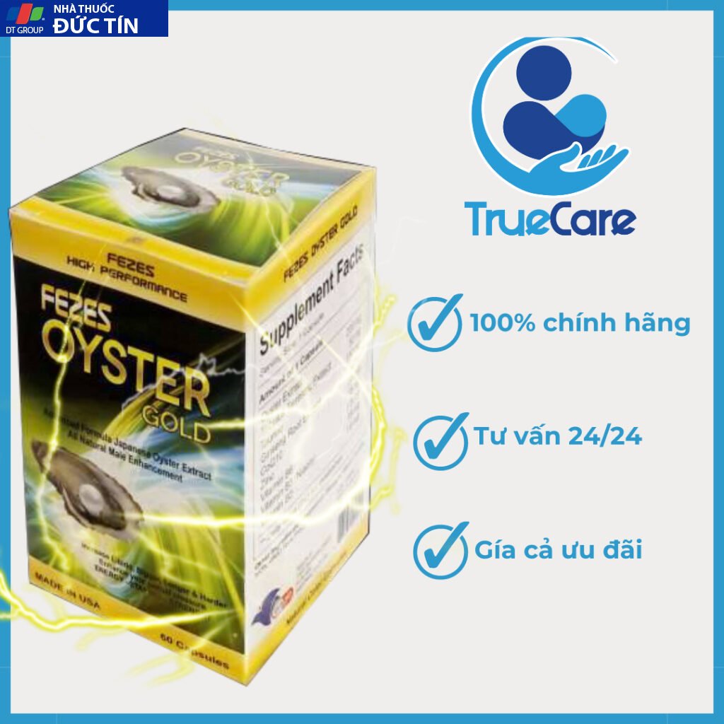 Hàu Mỹ Fezes Oyster Gold Plus, tinh chất tăng cường sinh lý nam giới, bổ sung kẽm, dạng hộp 30 viên 20 haumy9