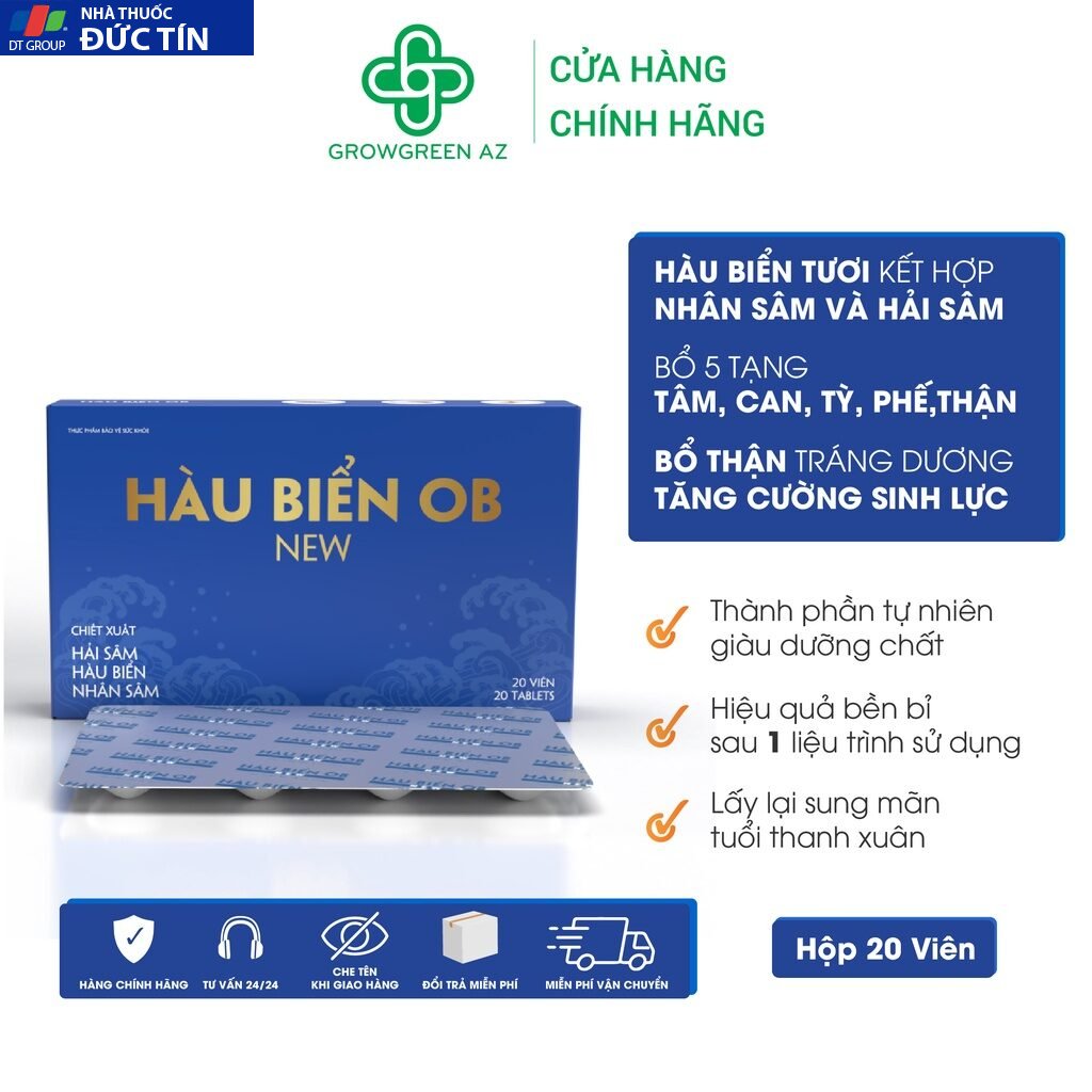 HOBN-Viên Uống Hàu Biển OB New Grow Green Az - Tác Dụng Cải Thiện Chức Năng Sinh Lý Nam, Tăng Thời Gian QH (Hộp 20 viên) 23 hauob1
