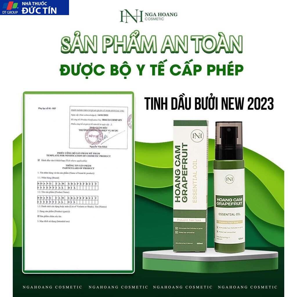 Tinh dầu bưởi Nga Hoàng xịt tóc giúp mọc tóc , giảm rụng tóc - Tinh dầu bưởi Hoàng Cầm 125ml - Nhà Thuốc Đức Tín
