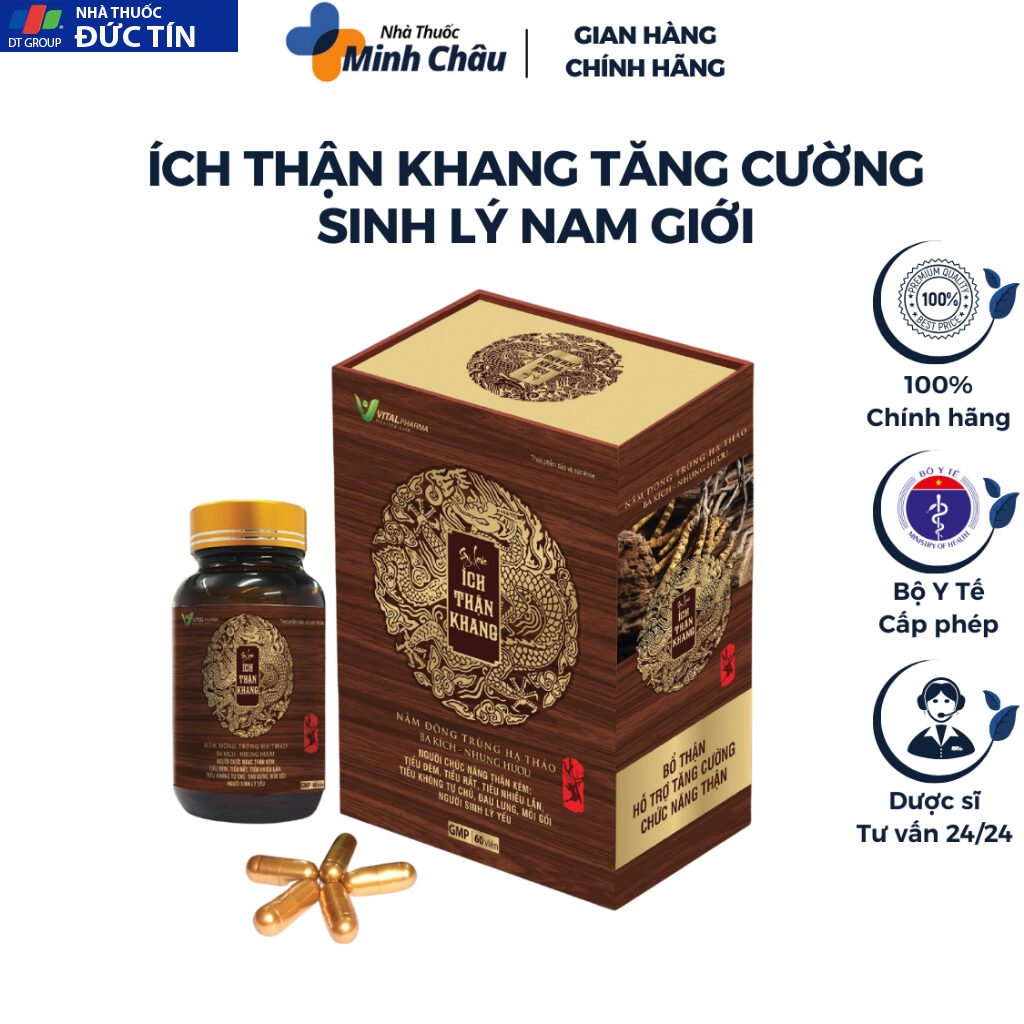 Ích Thận Khang hỗ trợ tăng cường sinh lý nam giới, chức năng thận - Viên uống Hộp 60 viên 15 ichthan1 1