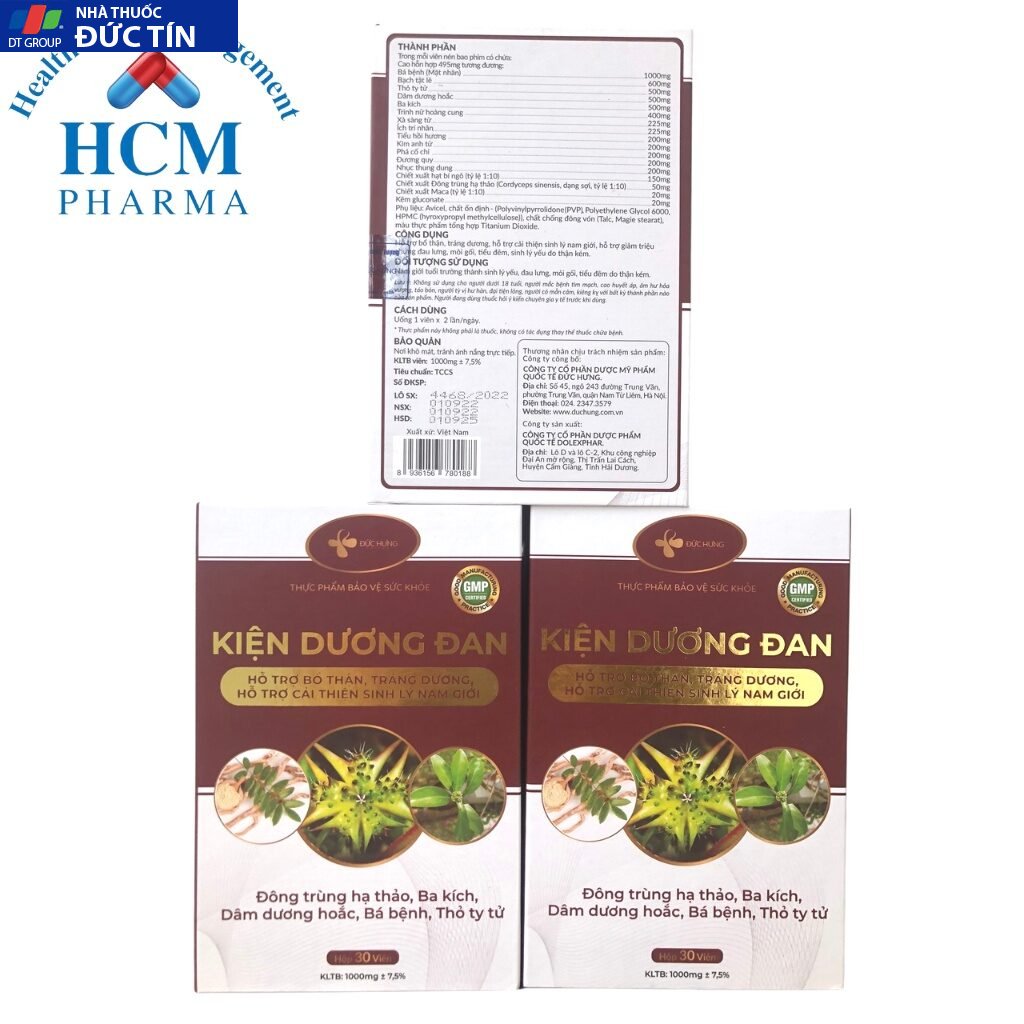Tăng cường sinh lý nam, bổ thận nam KIỆN DƯƠNG ĐAN hỗ trợ xuất tinh sớm, yếu sinh lý nam HCM PHARMACY Hộp 30v DHG19 11 kienduong3 1