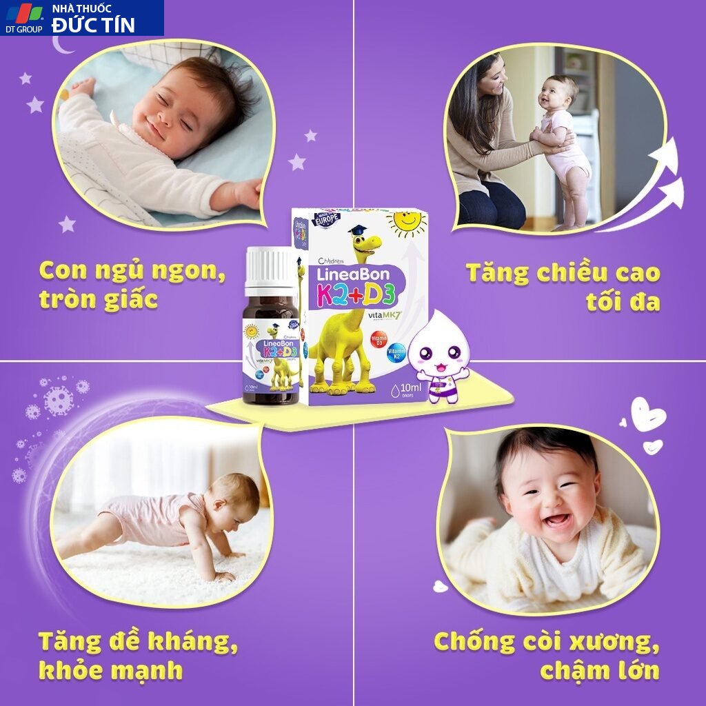 D3 K2 Lineabon bổ sung vitamin d3 cho trẻ sơ sinh, giúp hấp thụ d3k2 canxi, giảm còi xương d2k3 , tăng chiều cao 17 line6