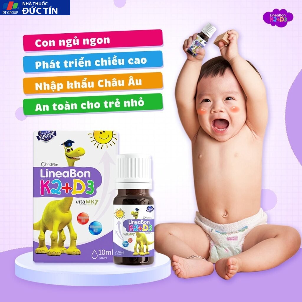 D3 K2 Lineabon bổ sung vitamin d3 cho trẻ sơ sinh, giúp hấp thụ d3k2 canxi, giảm còi xương d2k3 , tăng chiều cao 16 line7