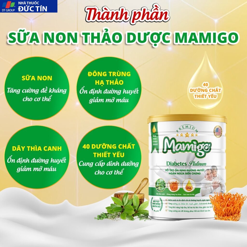 Sữa non tiểu đường thảo dược Mamigo 10 lon3