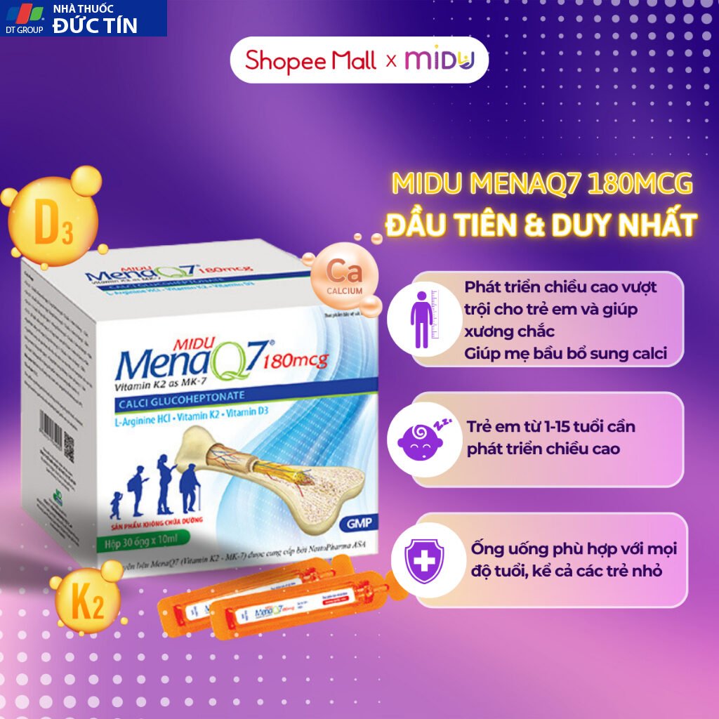 Tăng chiều cao Midu MenaQ7 180mcg bổ sung canxi, vitamin d3k2 giúp xương chắc, dài, dẻo dai 22 midu1
