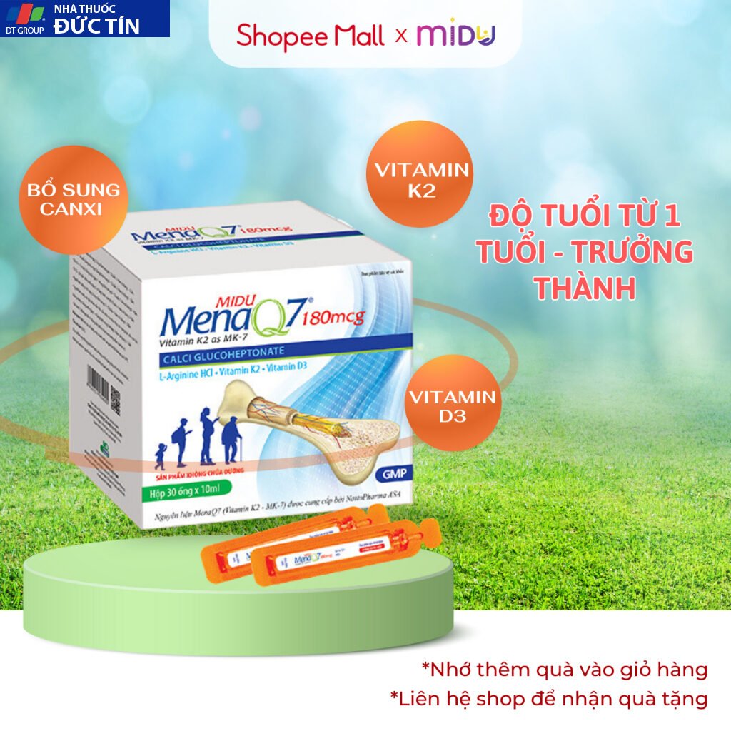 Tăng chiều cao Midu MenaQ7 180mcg bổ sung canxi, vitamin d3k2 giúp xương chắc, dài, dẻo dai 20 midu2