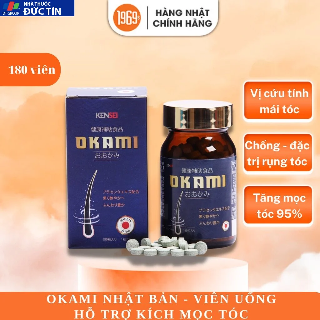 Viên uống hỗ trợ kích mọc tóc OKAMI Nhật Bản ngăn rụng, nuôi dưỡng phục hồi nang tóc khỏe 180 viên 25 moctoc1 4