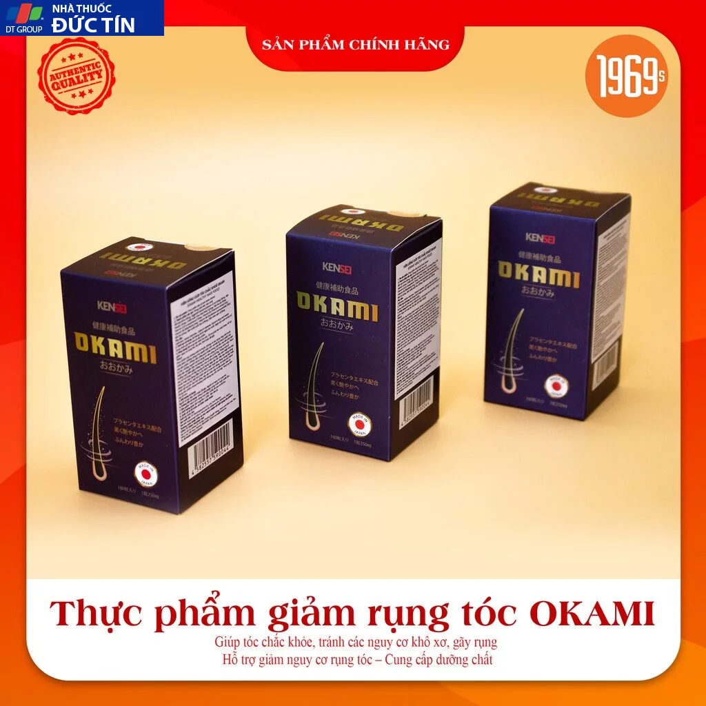 Viên uống hỗ trợ kích mọc tóc OKAMI Nhật Bản ngăn rụng, nuôi dưỡng phục hồi nang tóc khỏe 180 viên 18 moctoc8 2