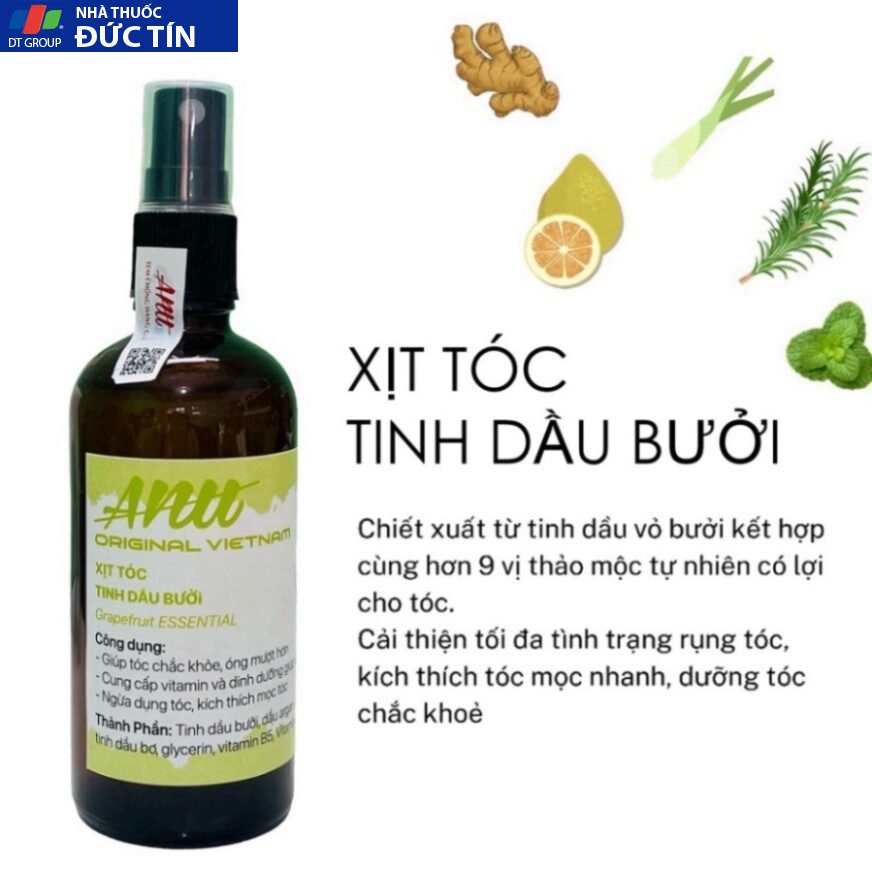 Xịt Dưỡng Tóc Tinh Dầu Bưởi ANU ORGANIC Chống Rụng Kích Thích Mọc Tóc Ngăn Ngừa Gẫy Rụng Hiệu Quả 100ml 16 moctoc8
