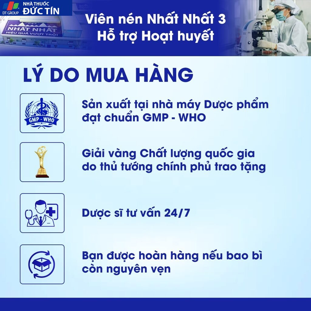 Viên Nén Hoạt Huyết - Nhất Nhất 3, Tăng Cường Lưu Thông Máu, Giảm Mất Ngủ, Chóng Mặt, Đau Mỏi Vai gáy, Tê Bì Tay Chân 19 nennhatnha6
