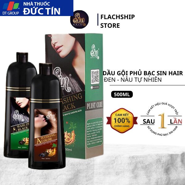 Dầu Gội Phủ Bạc Sin Hair 500ml Phủ Màu Nâu Đen Tự Nhiên Không Hoá Chất Làm Mềm Tóc 28 phubac1 5