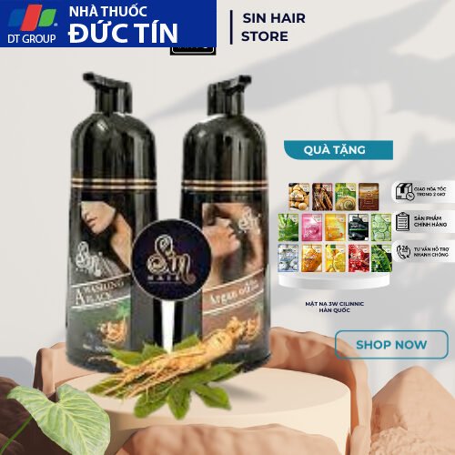Dầu Gội Phủ Bạc Sin Hair 500ml Phủ Màu Nâu Đen Tự Nhiên Không Hoá Chất Làm Mềm Tóc 27 phubac2 2