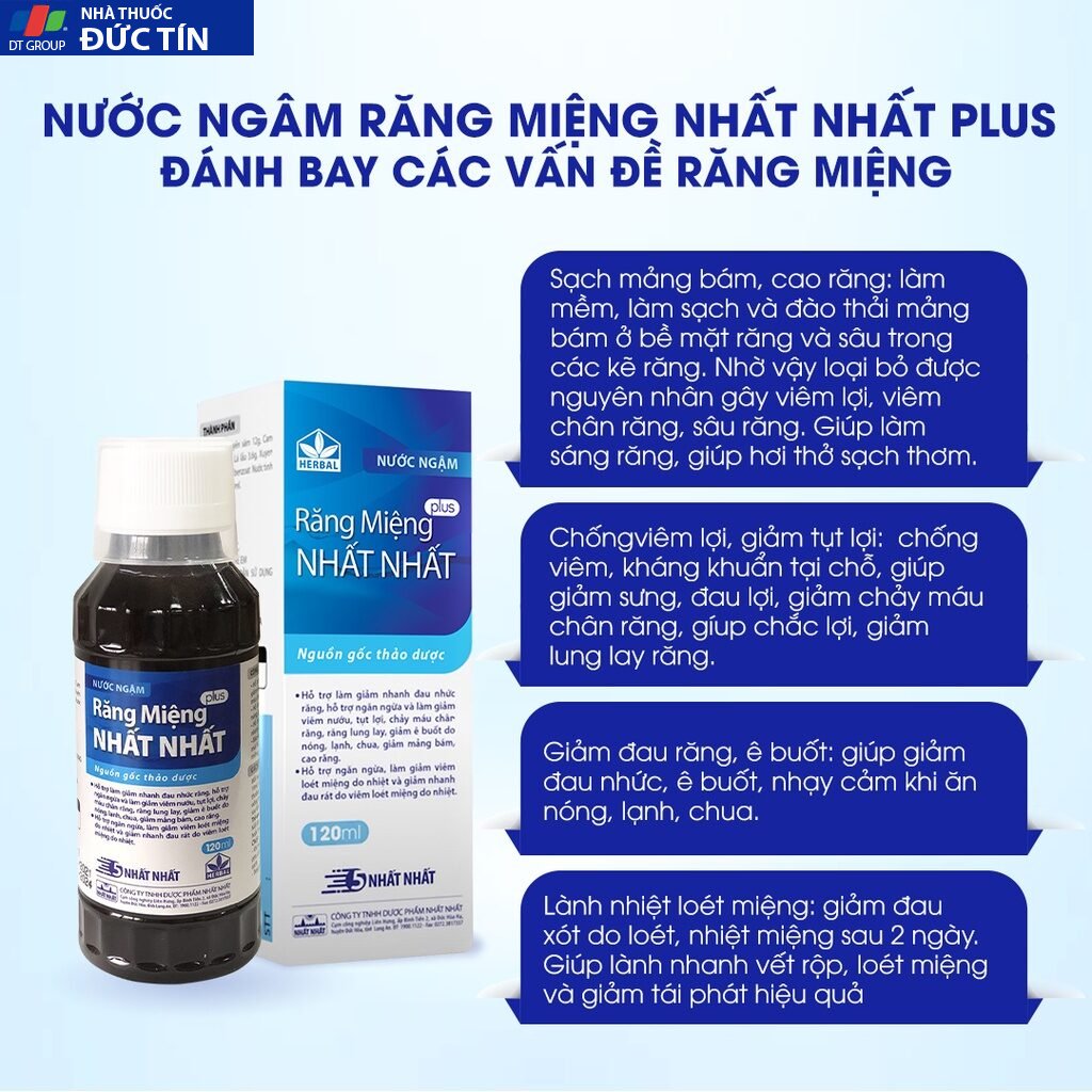 Nước Ngậm Răng Miệng Nhất Nhất Plus - Giúp Giảm Viêm Nướu, Tụt Lợi, Nhiệt Miệng, Sâu Răng - Chai 120 ml 13 rangmieng3 1