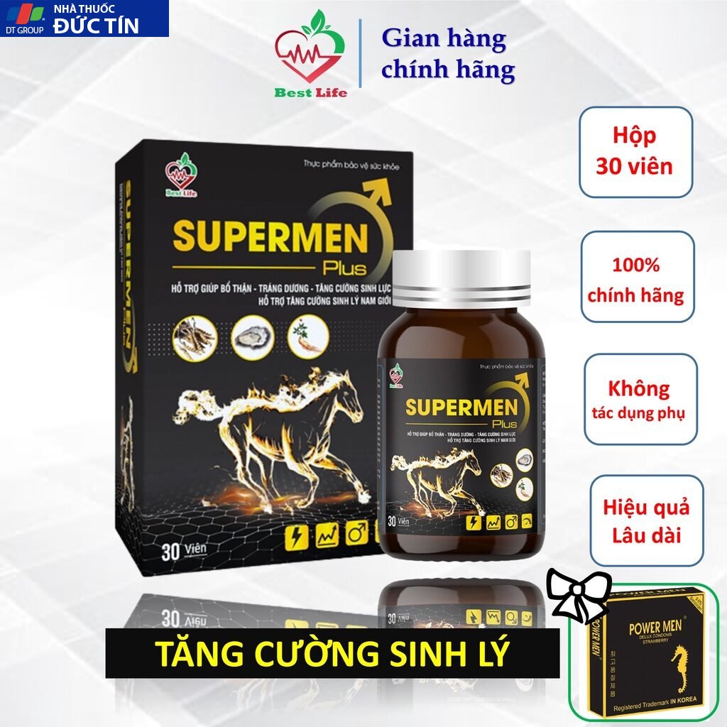 Tăng cường sinh lý Supermen BestLife bổ thận tráng dương cải thiện tình trạng xuất tinh sớm rối loạn cương dương 30 viên 25 sinhly1 1