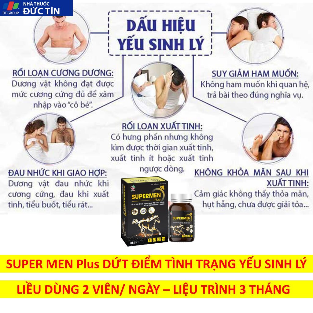 Tăng cường sinh lý Supermen BestLife bổ thận tráng dương cải thiện tình trạng xuất tinh sớm rối loạn cương dương 30 viên 20 sinhly6
