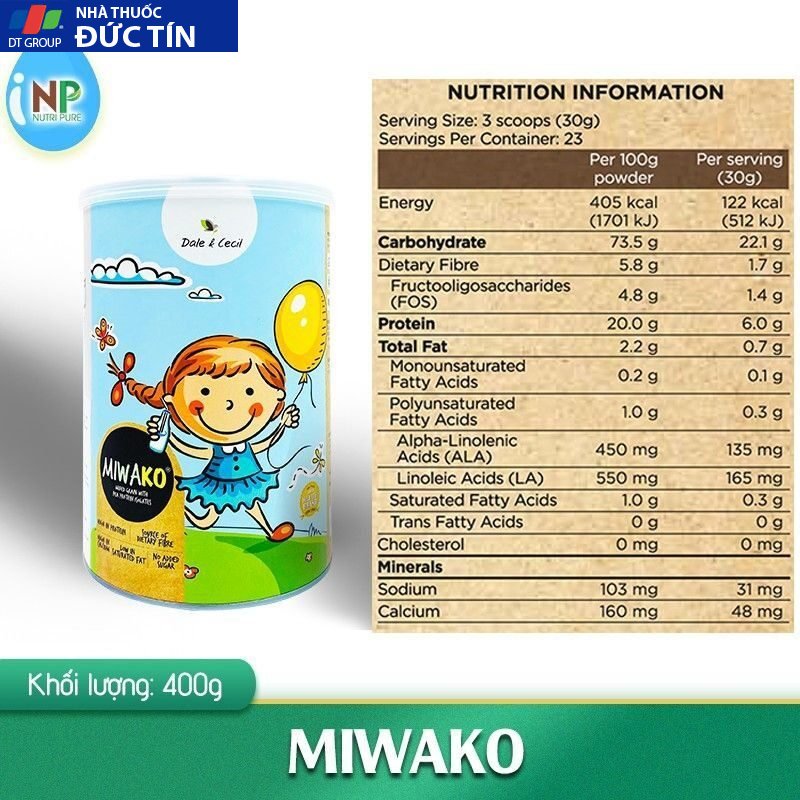 Sữa Công Thức Hạt Thực Vật Hữu Cơ MIWAKO 700g Vị gạo x 1 Hộp 25 suahu8
