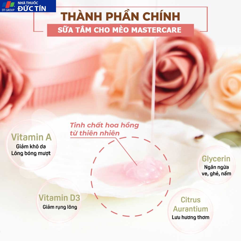 Sữa Tắm cho Chó Mèo MasterCare For Pet ,Khử Mùi, Lưu hương thơm, Giảm rụng lông, mượt lông 18 suatm5