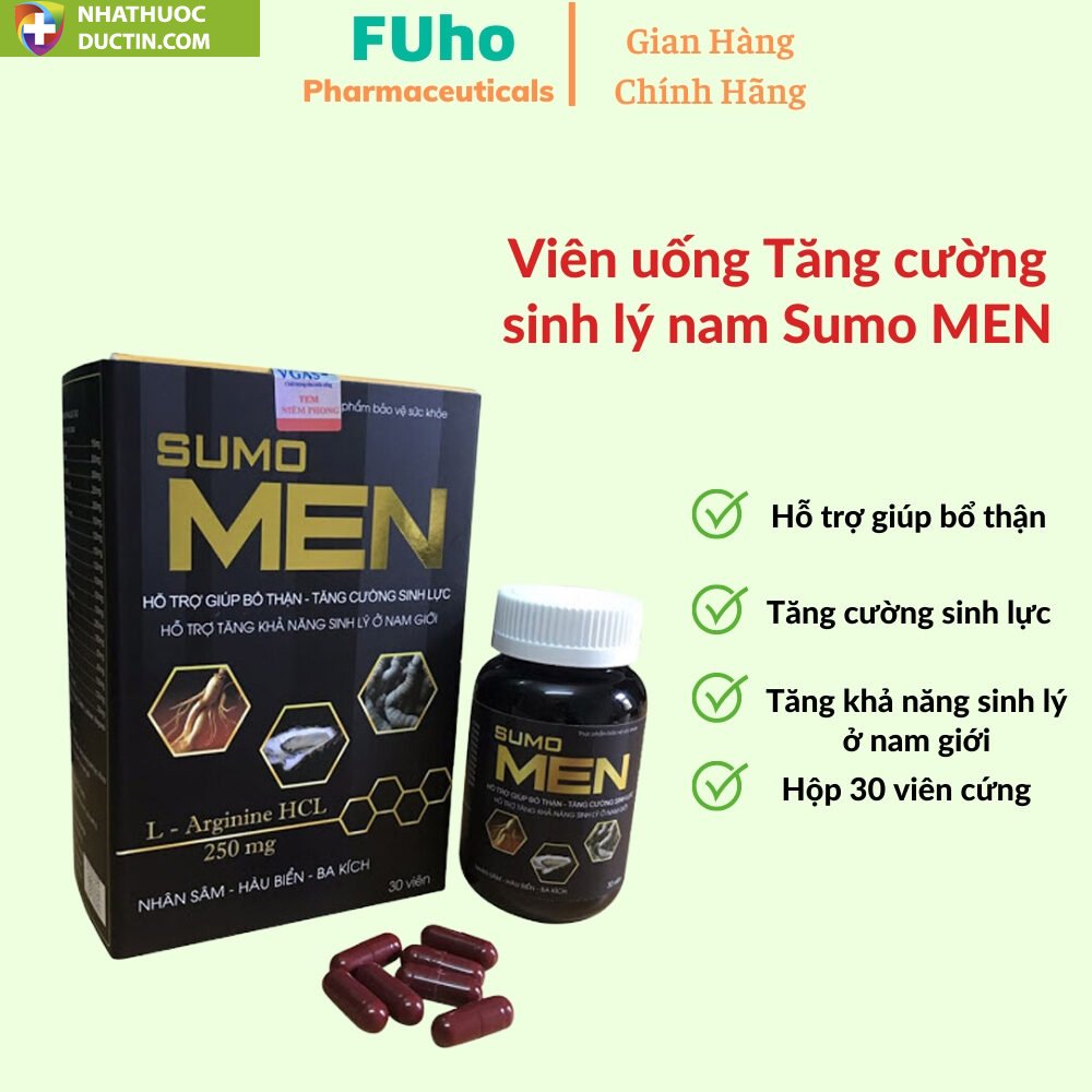 Viên Uống Tăng Cường Sinh Lý Nam Sumo Men Hộp 30 Viên, bổ thận, tăng cường sinh lực Duocphamfuho hộp 30 viên 17 sumo1