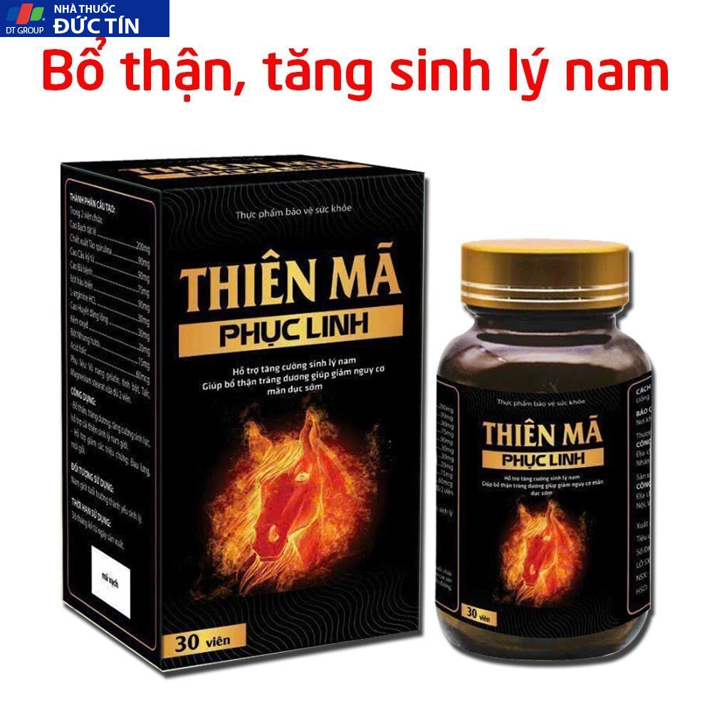 Tăng cường sinh lý nam Thiên Mã Phục Linh từ cao bạch tật lê, hàu biển, thảo dược giúp bổ thận, tráng dương - Hộp 30v 12 thienma5 1
