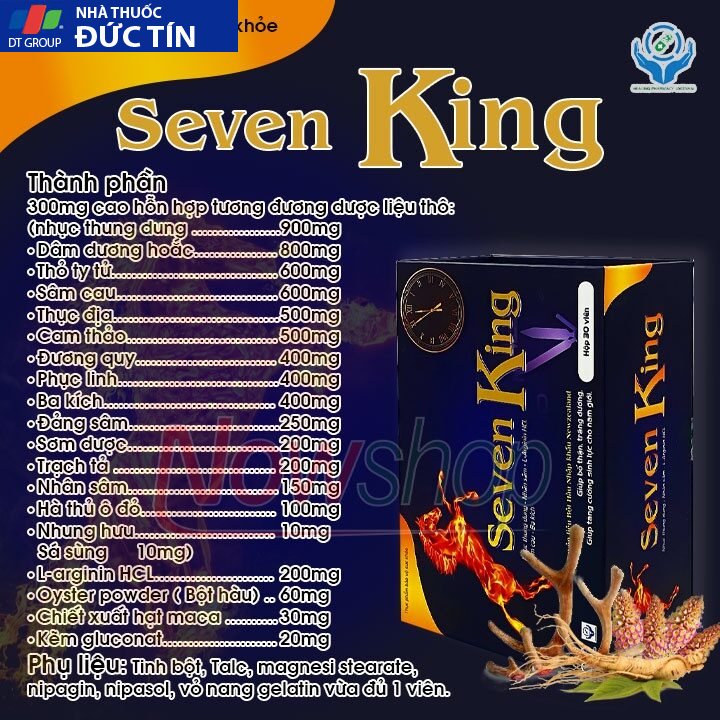 Viên uống tăng cường sinh lý nam Seven King hỗ trợ bổ thận tráng dương tăng cường sinh lực giảm đau lưng mỏi gối 12 thiluc5