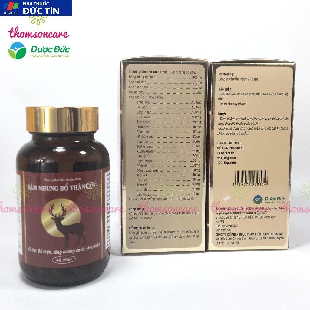 Sâm nhung bổ thận TW2 hỗ trợ tăng cường sinh lý cho cả nam và nữ của dược phẩm trung ương 24 thomson2