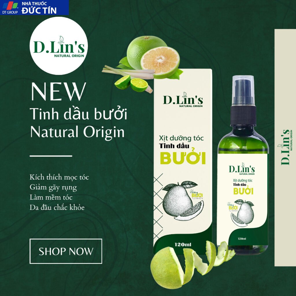 Tinh dầu bưởi xịt kích mọc tóc D.Lin's 120ml hương mộc an toàn cho tuyệt đối cho tóc như thích ân cocoon , vijulluy 27 tinhdau2