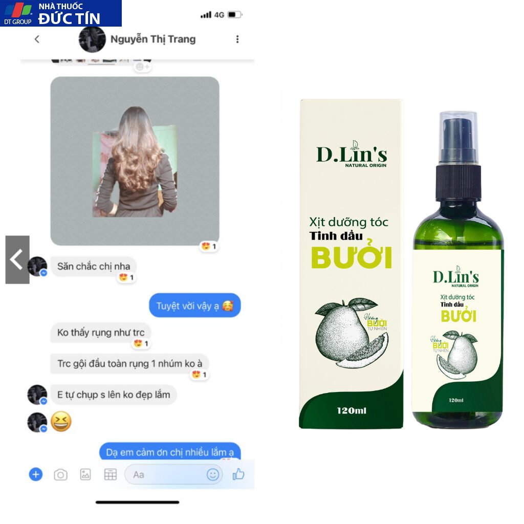 Tinh dầu bưởi xịt kích mọc tóc D.Lin's 120ml hương mộc an toàn cho tuyệt đối cho tóc như thích ân cocoon , vijulluy 21 tinhdau8