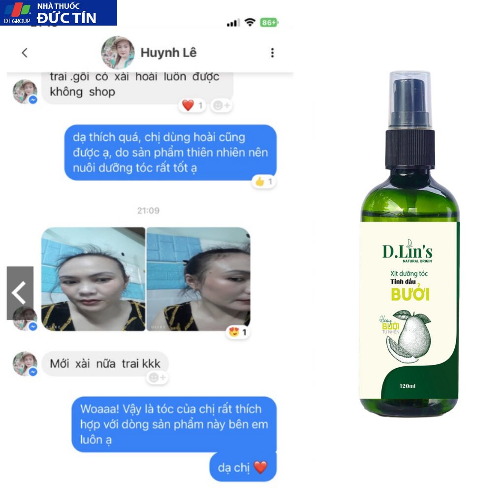 Tinh dầu bưởi xịt kích mọc tóc D.Lin's 120ml hương mộc an toàn cho tuyệt đối cho tóc như thích ân cocoon , vijulluy 20 tinhdau9