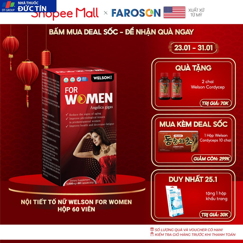 Viên uống Nội Tiết Tố Nữ Đẹp Da Welson For Women Hộp 60 Viên 24 vienuong1 1