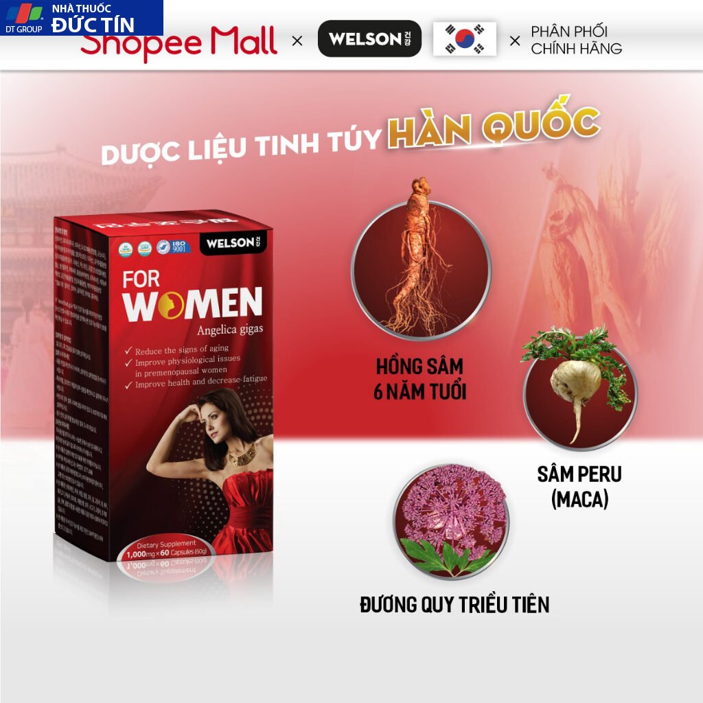 Viên uống Nội Tiết Tố Nữ Đẹp Da Welson For Women Hộp 60 Viên 18 vienuong8