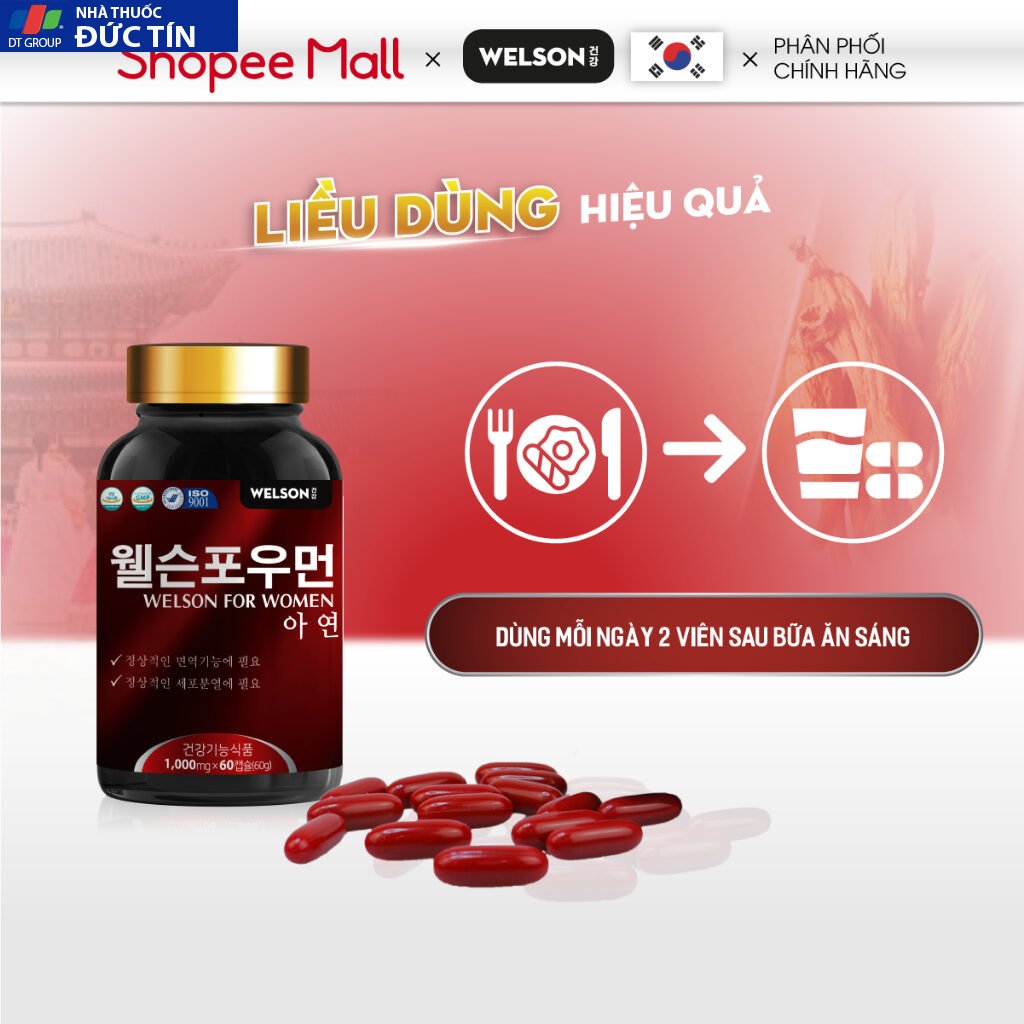 Viên uống Nội Tiết Tố Nữ Đẹp Da Welson For Women Hộp 60 Viên 25 vieuong8
