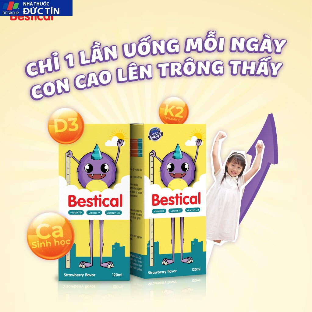 Canxi sinh học kết hợp vitamin D3 K2 hỗ trợ tăng chiều cao Bestical 120ml 19 5 1