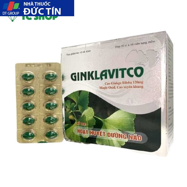 Hoạt huyết Ginklavitco hộp 100 viên,Hỗ trợ cải thiện tuần hoàn máu não 9 Ginklavitco 1