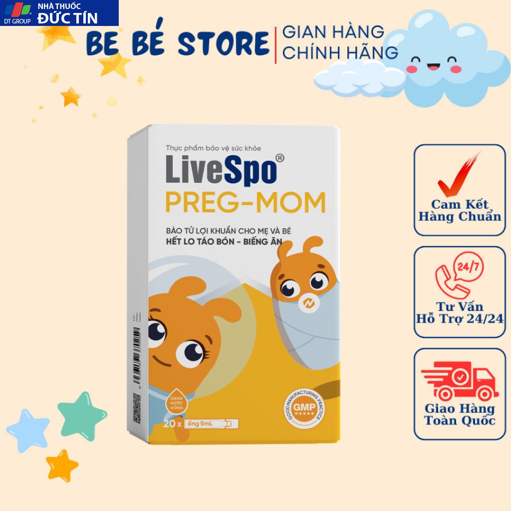 Bào Tử Lợi Khuẩn LiveSpo Pregmom Giảm Táo Bón, Biếng Ăn (Hộp 20 Ống) Đạt GPP 25 baotu1 1