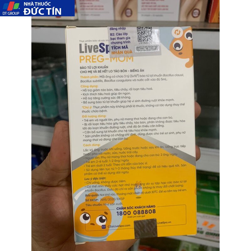 Bào Tử Lợi Khuẩn LiveSpo Pregmom Giảm Táo Bón, Biếng Ăn (Hộp 20 Ống) Đạt GPP 19 baotu7