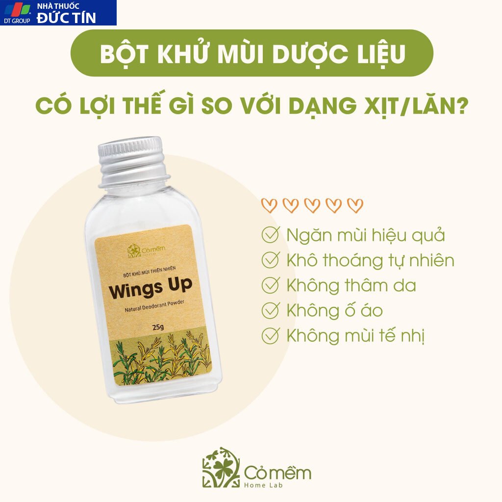 Bột Khử Mùi Wings Up Khử Mùi Hôi Chân Hôi Nách Giày Giảm Tiết Mồ Hôi Hôi Cỏ Mềm 25g 20 botkhu6