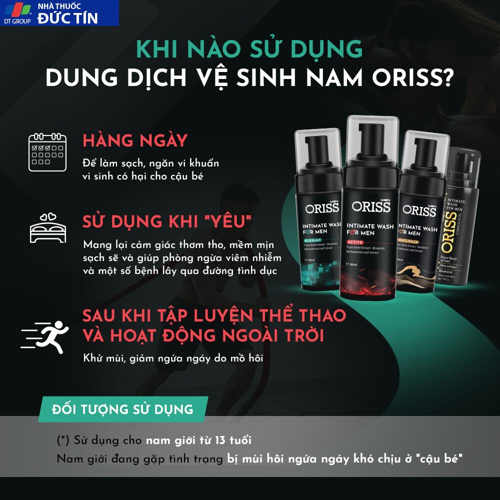 Dung dịch vệ sinh nam giới Oriss, bọt vệ sinh nam 120ml hương thơm nam tính 18 botveesinh6