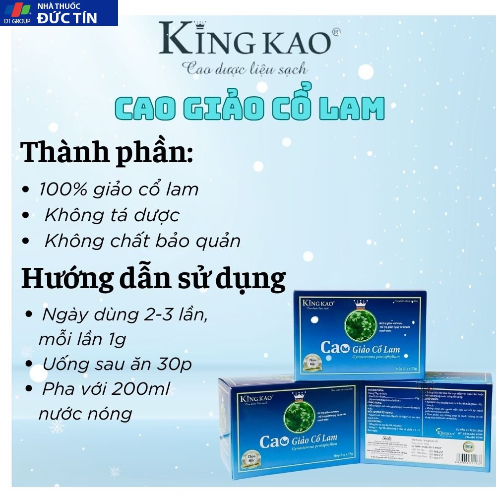Cao giảo cổ lam Kingkao 100% tinnh chất giảo cổ lam dành cho người cao tuổi, người mỡ máu, cao huyết áp - Hộp 2 lọ 75g 15 caogiaoco2